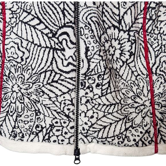 Title Nine Full Zip Abstract Hoodie Sweater Floral Black/White/Red Women's Med - Picture 4 of 8